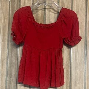Self Esteem Red Eyelet Blouse